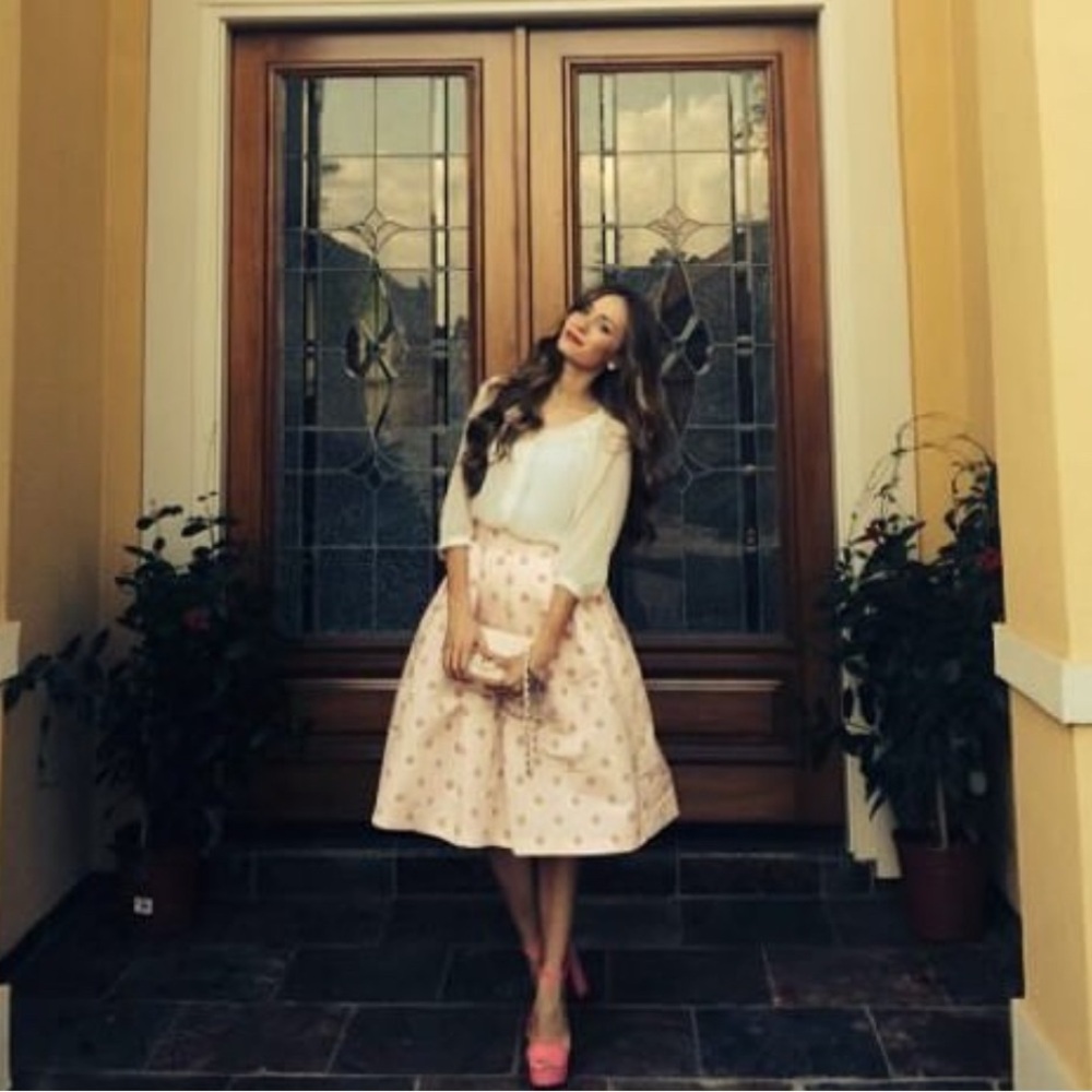 Balloon midi skirt polka dot